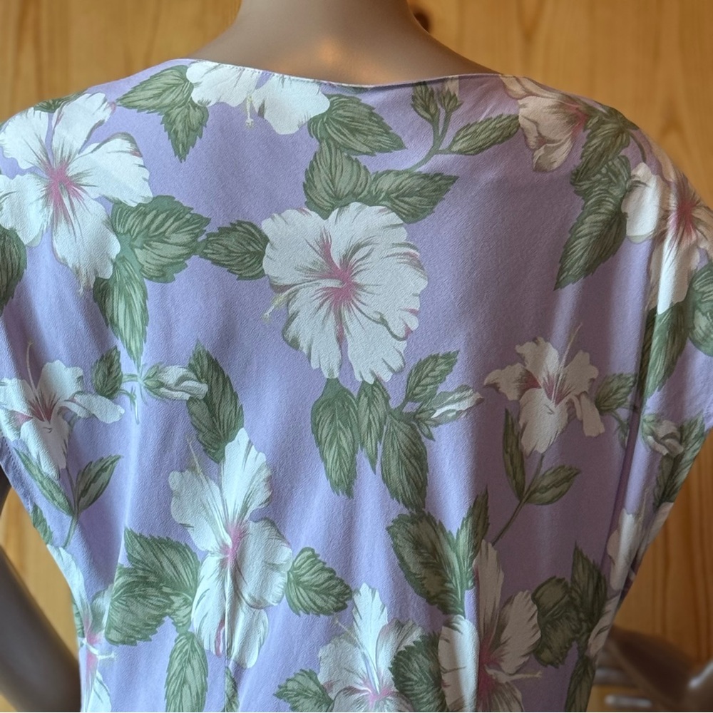 Vintage Kaua’iana Hawaiian Maxi Dress XL Tropical Floral Rayon Handkerchief Hem - Picture 11 of 15